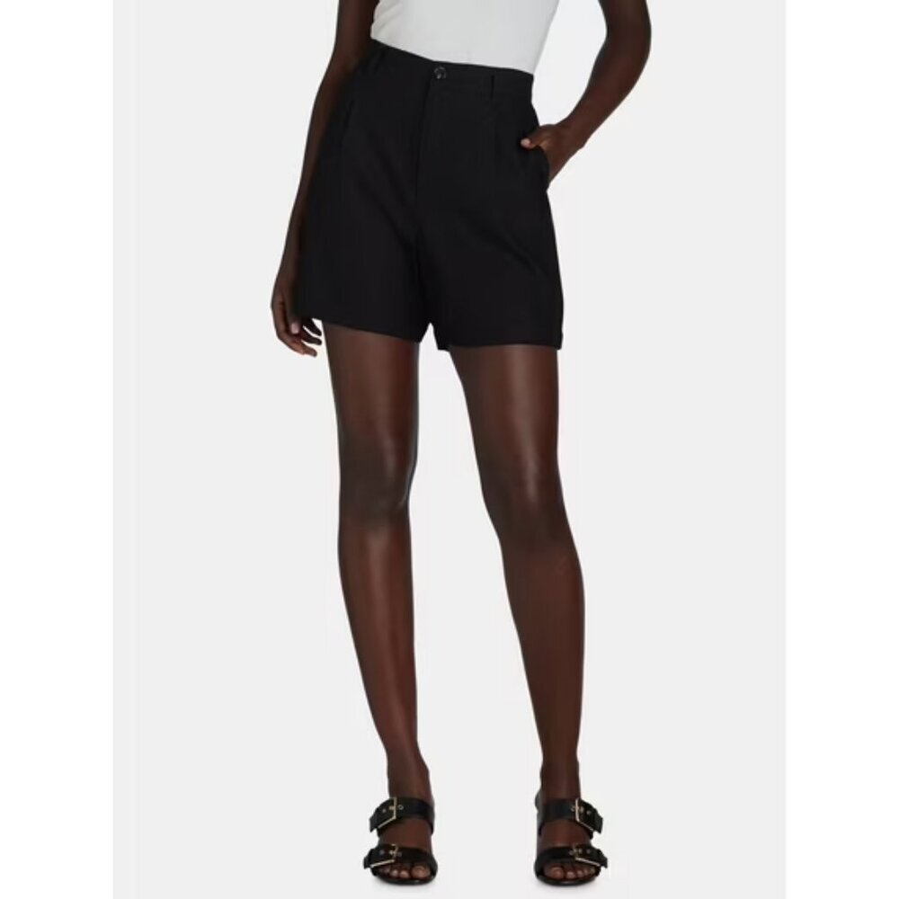 Time and Tru Women Linen Blend Shorts, 5” Inseam, Size XXXL(22), Black Wash